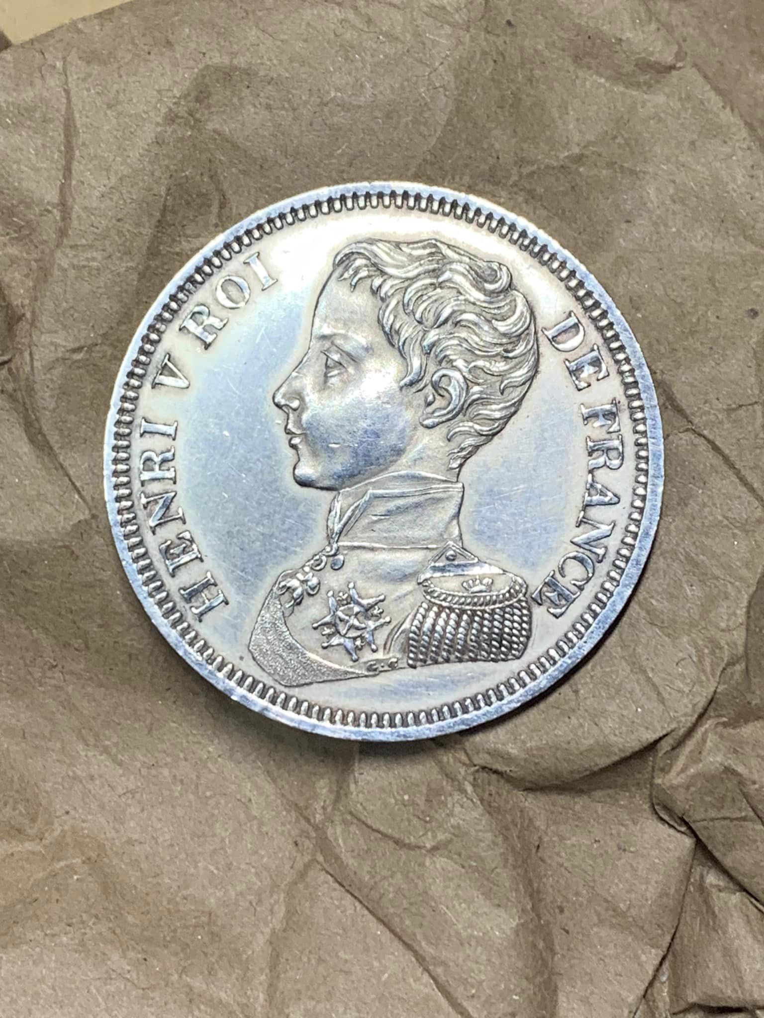 militaria : FRANCE HENRI V 5 FRANCS ARGENT 1831