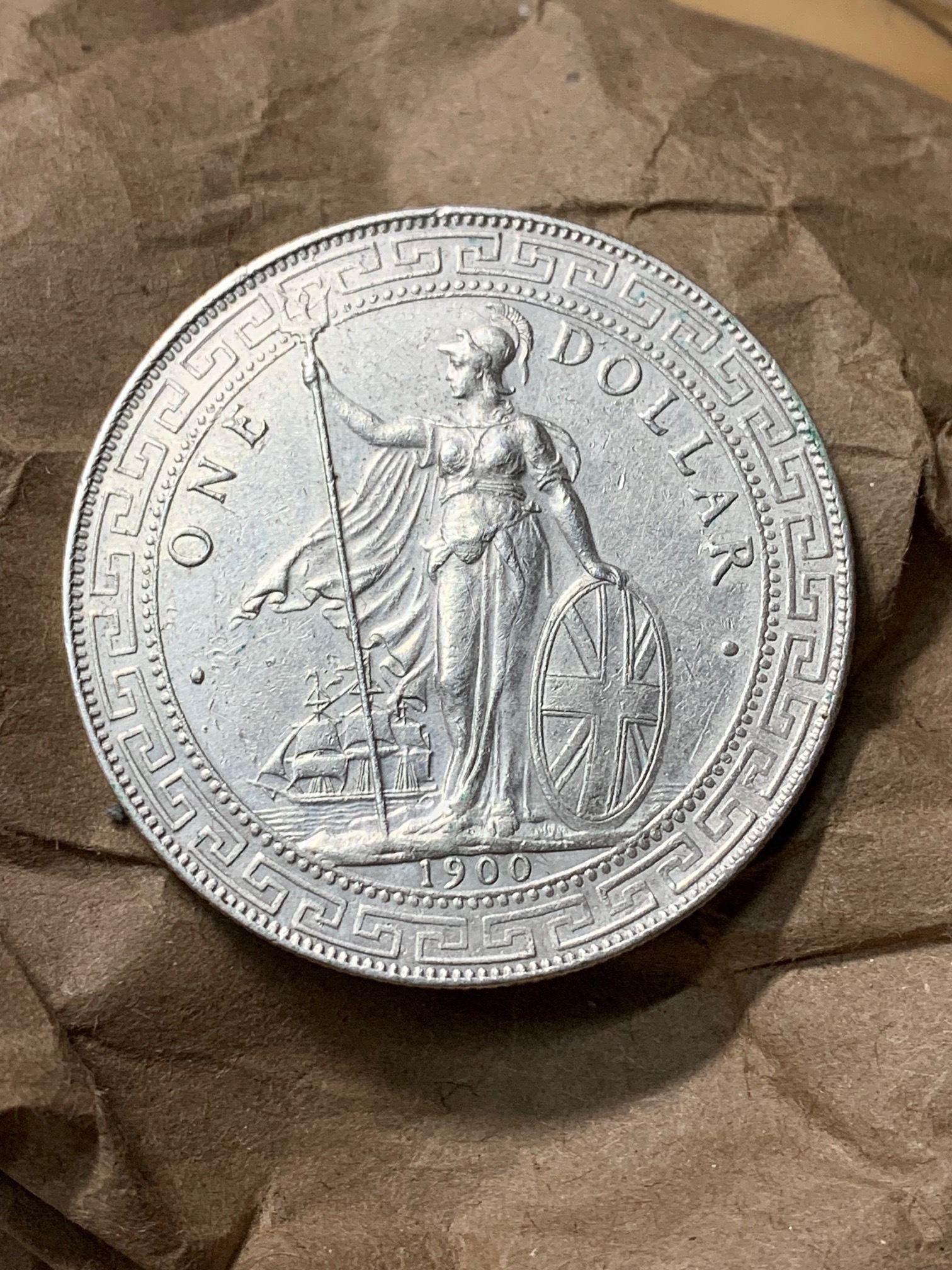 militaria : ANGLETERRE TRADE DOLLAR 1900 ARGENT