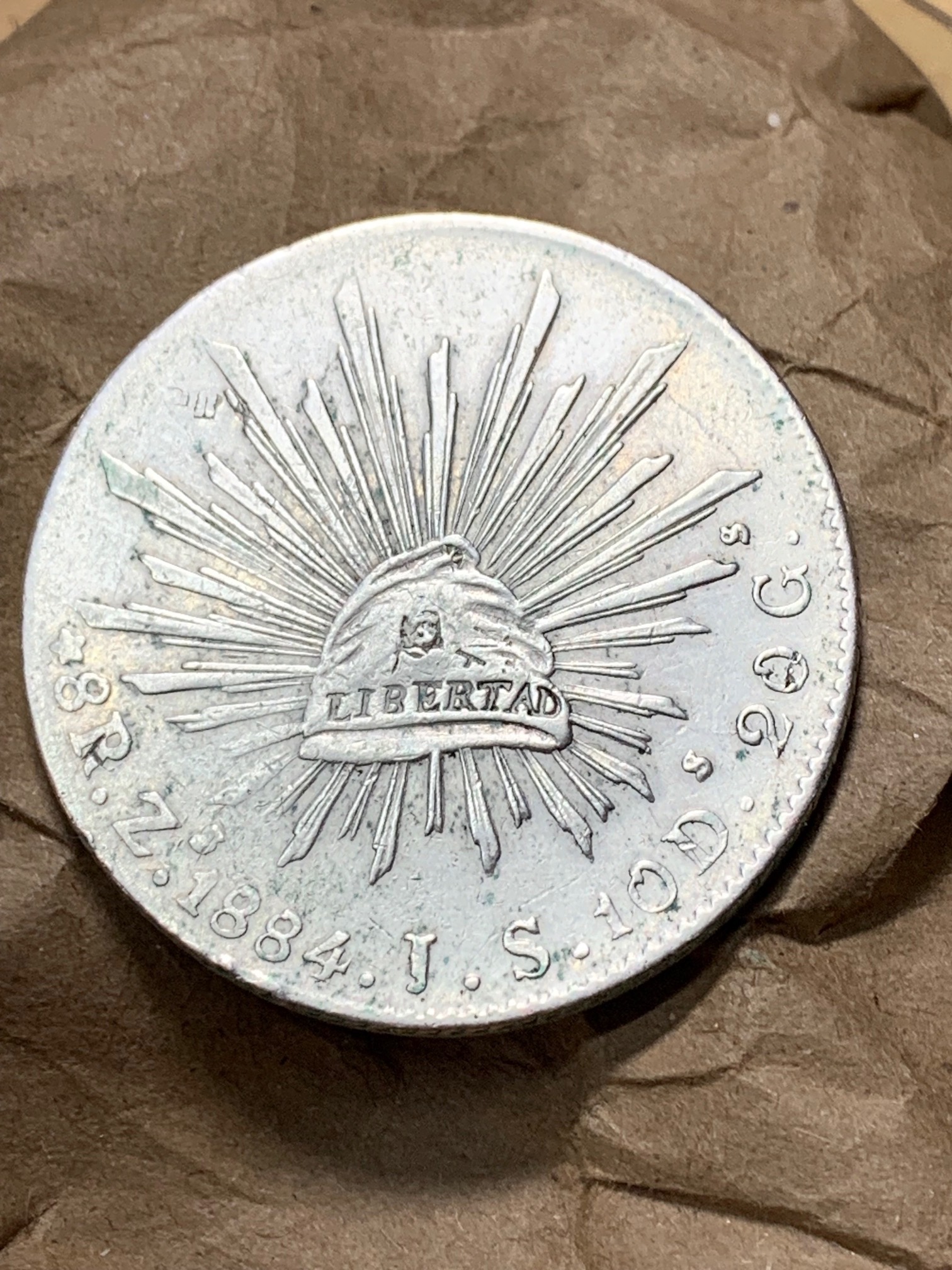 militaria : MEXIQUE 8 REALES 1884 ARGENT