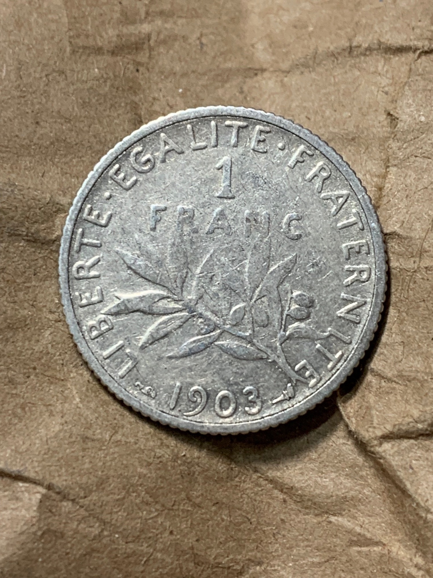 militaria : FRANCE SEMEUSE 1 FRANC 1903 ARGENT