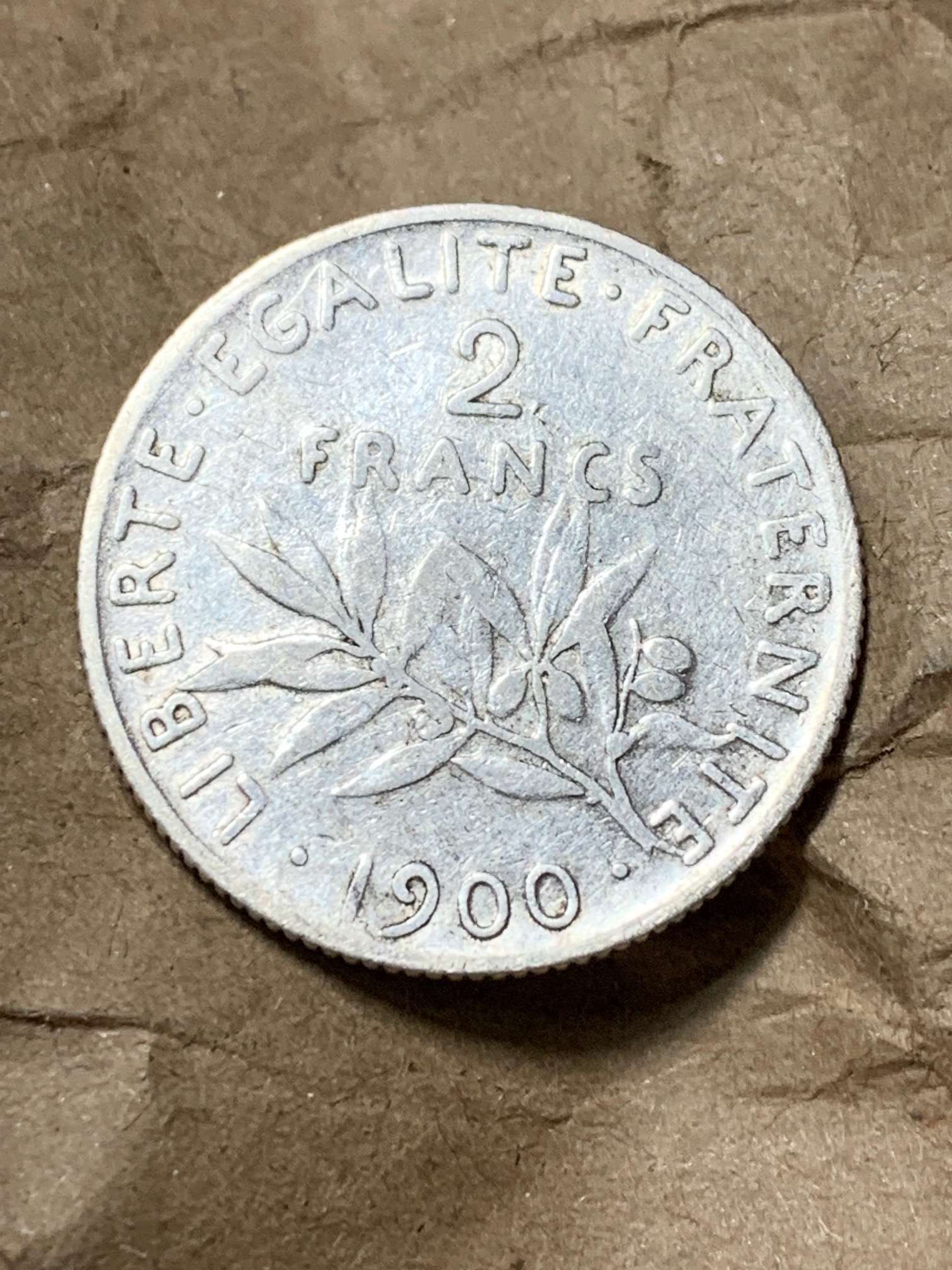 militaria : FRANCE SEMEUSE 2 FRANCS 1900 ARGENT