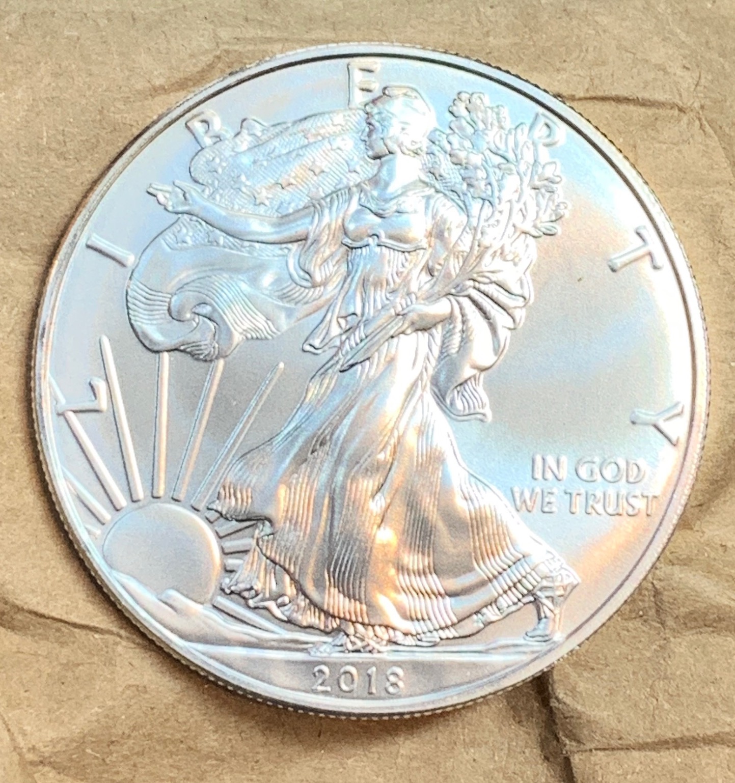 militaria : ARGENT USA DOLLAR 2018 1 OZ EAGLE