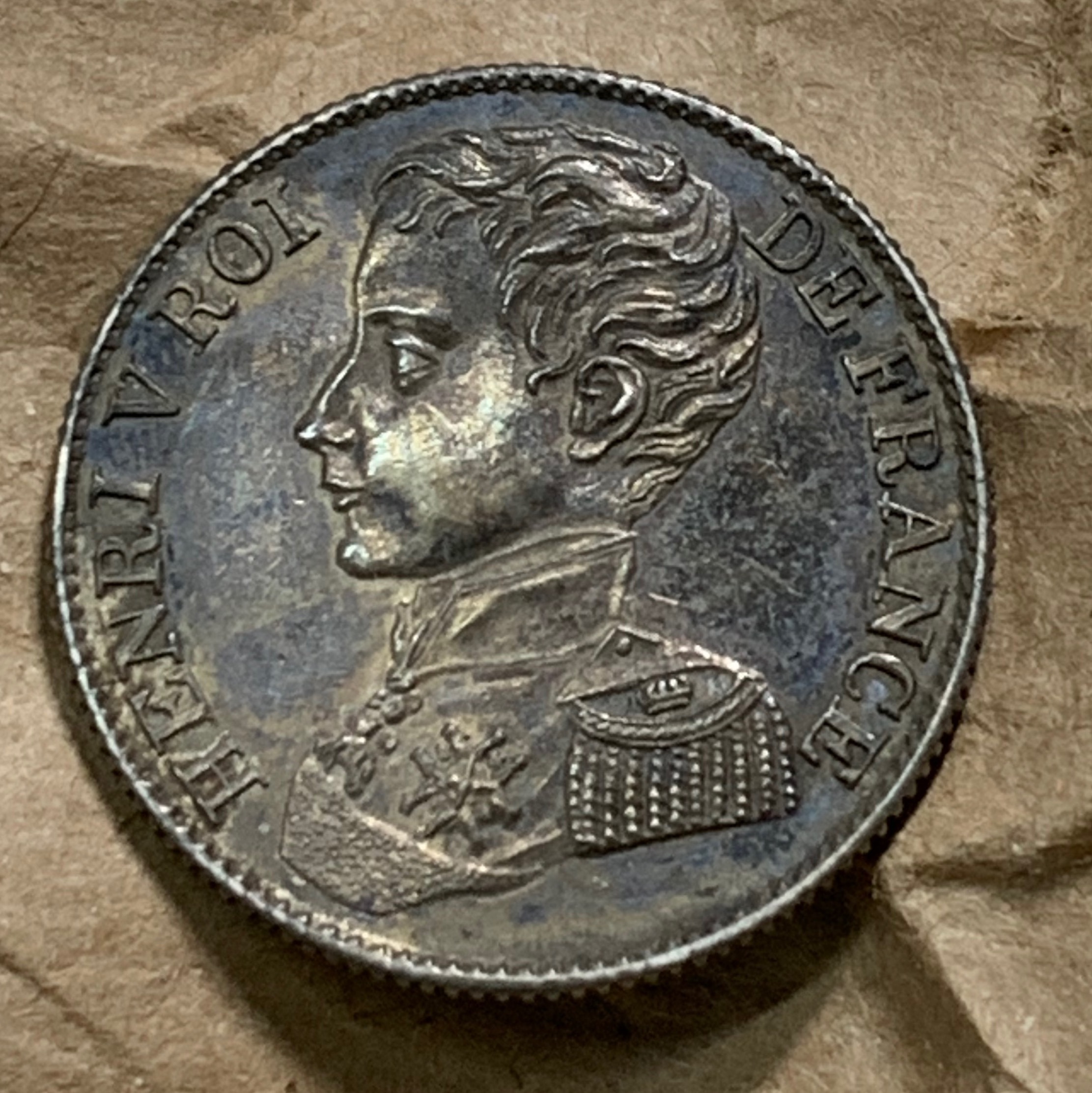 militaria : FRANCE 1 FRANC ARGENT HENRI V 1831 A PARIS