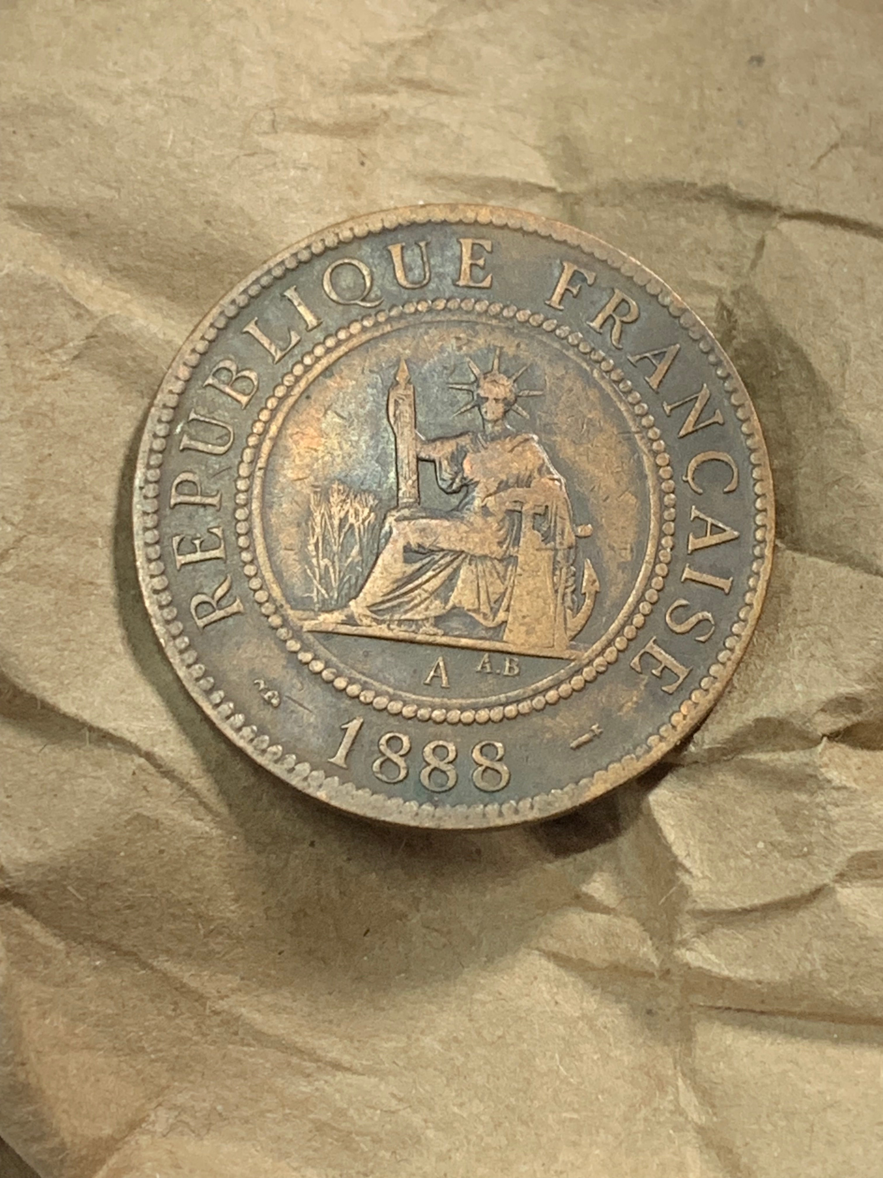 militaria : INDOCHINE FRANÇAISE 1 CENTIME CUIVRE 1888 A