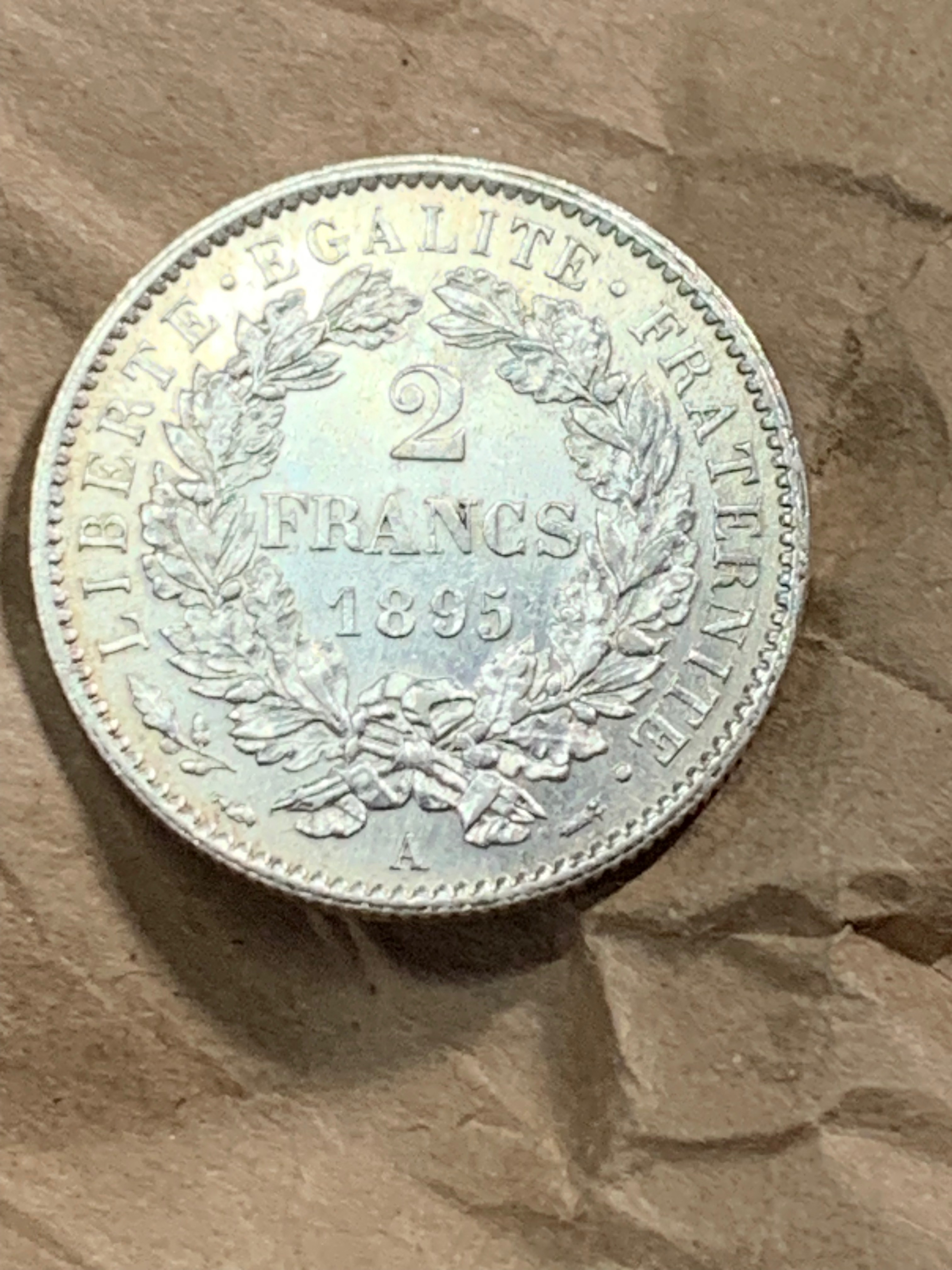 militaria : 2 FRANCS ARGENT CERES 1895 A PARIS