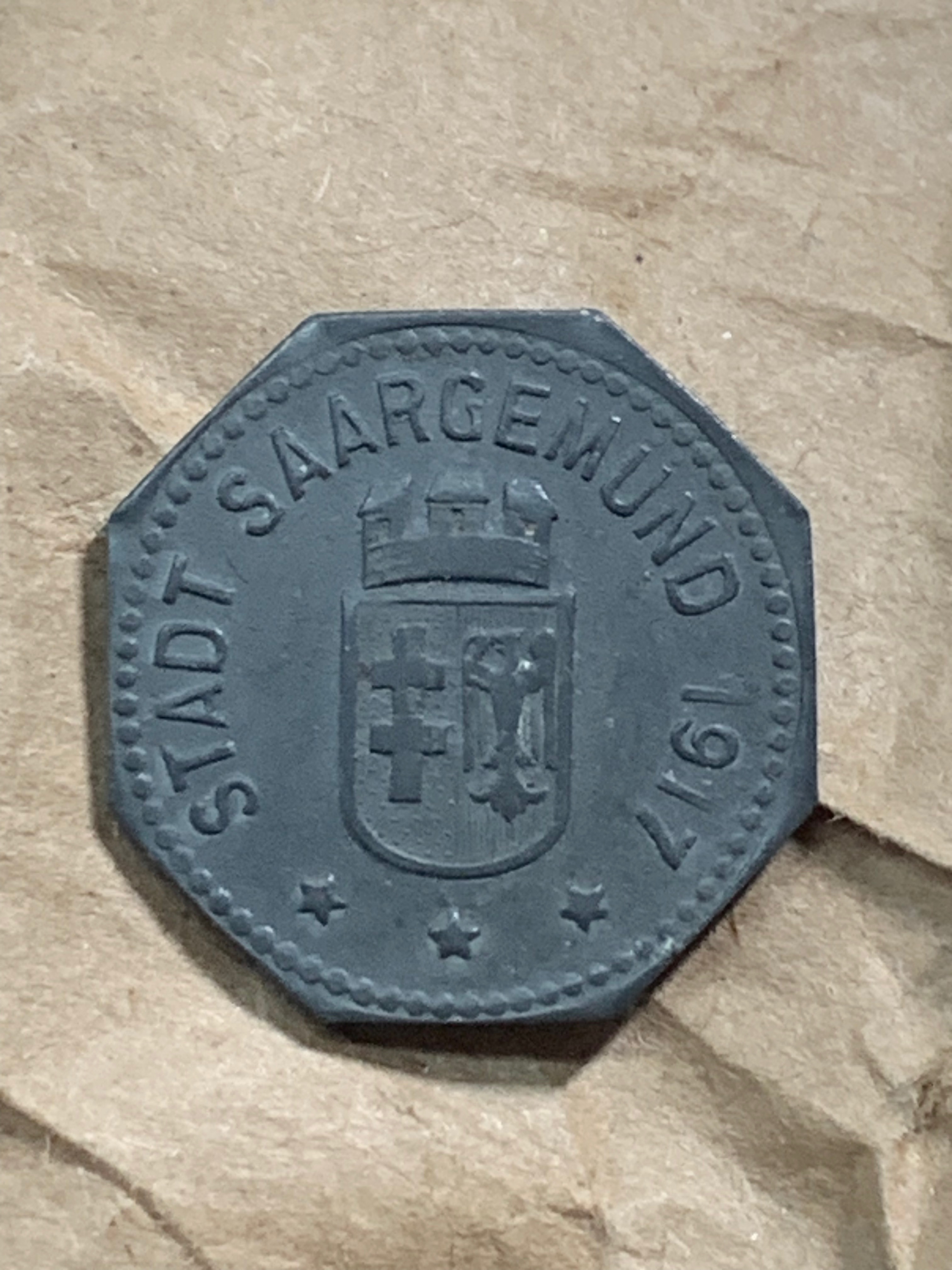 militaria : ALSACE LORRAINE  MONNAIE DE NECESSITE SAARGEMUND 10 PFENNIG 1917