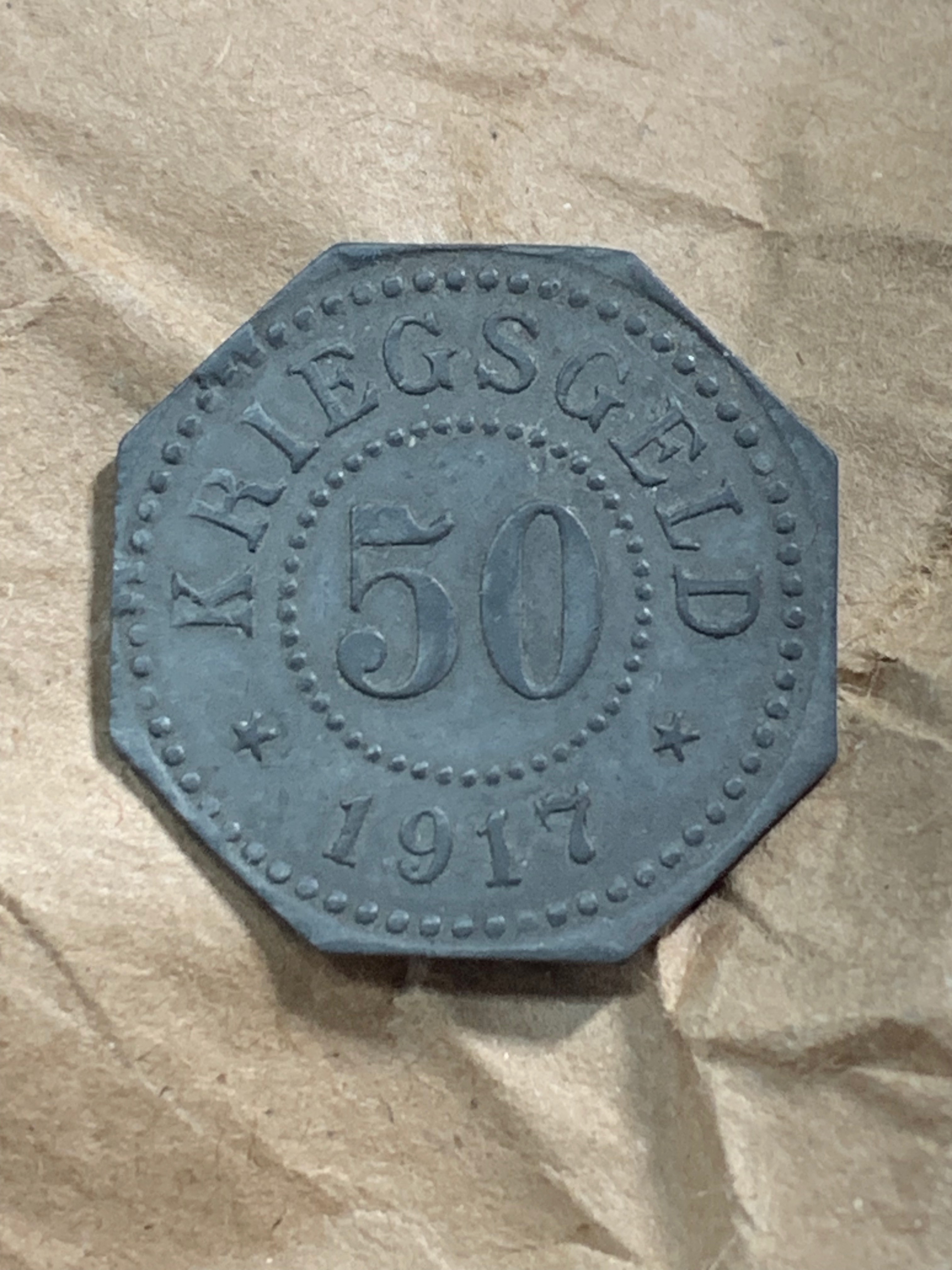 militaria : ALSACE LORRAINE  MONNAIE DE NECESSITE SAARGEMUND 50 PFENNIG 1917